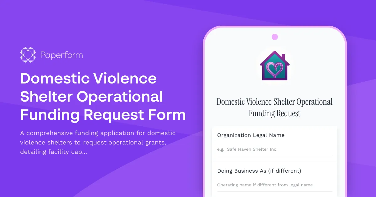 Domestic Violence Shelter Operational Funding Request Form