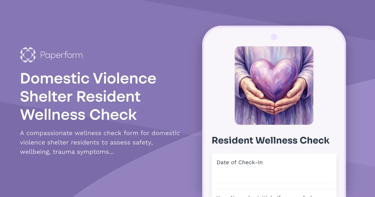 Domestic Violence Shelter Resident Wellness Check