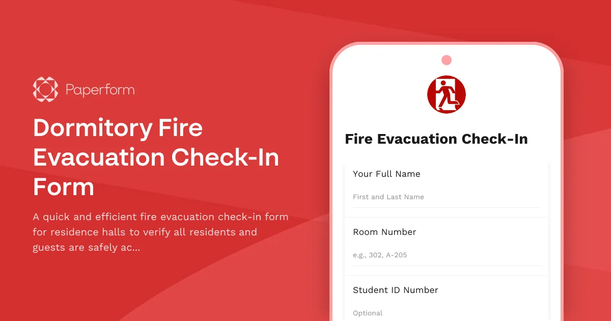 Dormitory Fire Evacuation Check-In Form