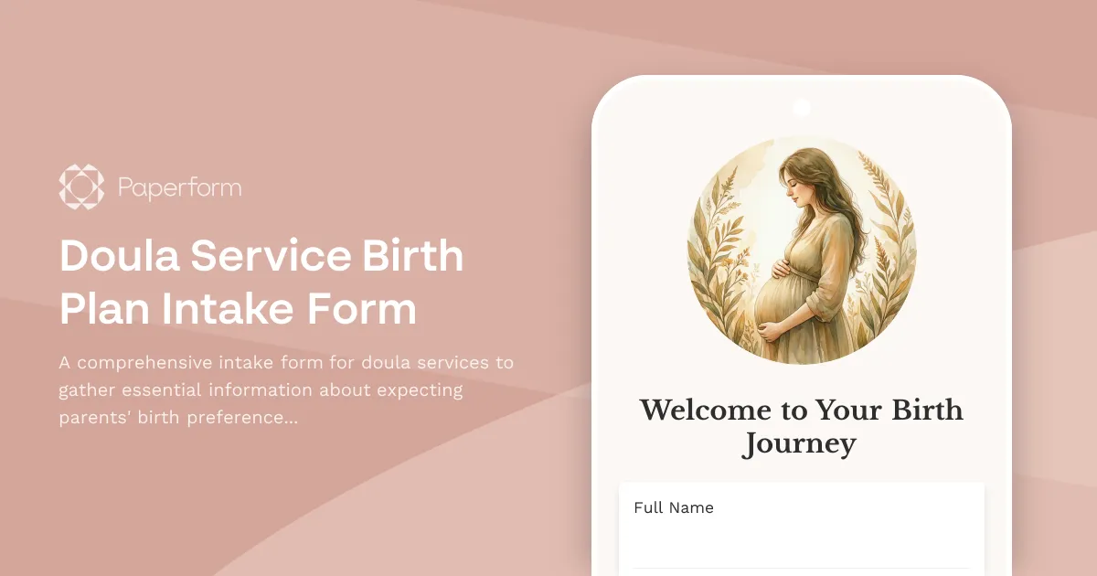 Doula Service Birth Plan Intake Form