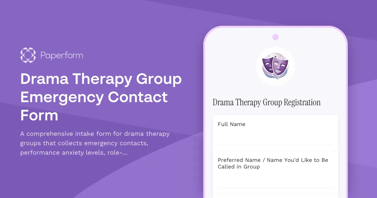 Drama Therapy Group Emergency Contact Form