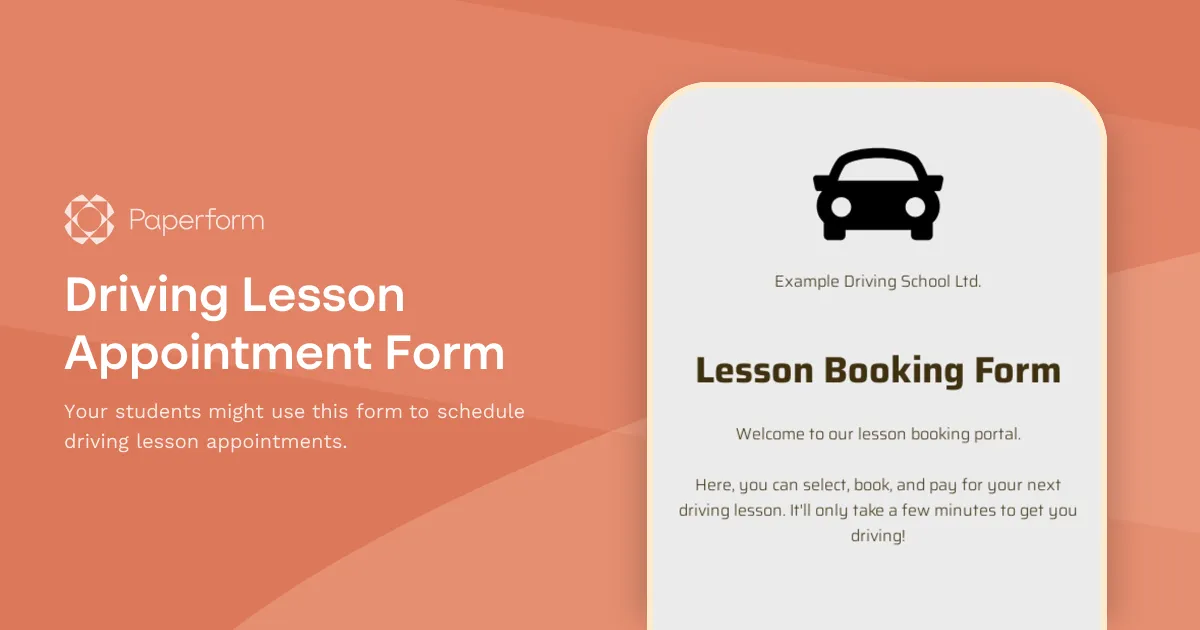 Driving Lesson Appointment Form