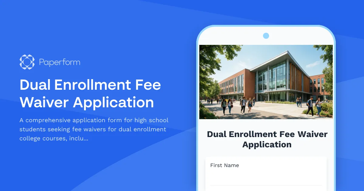 Dual Enrollment Fee Waiver Application