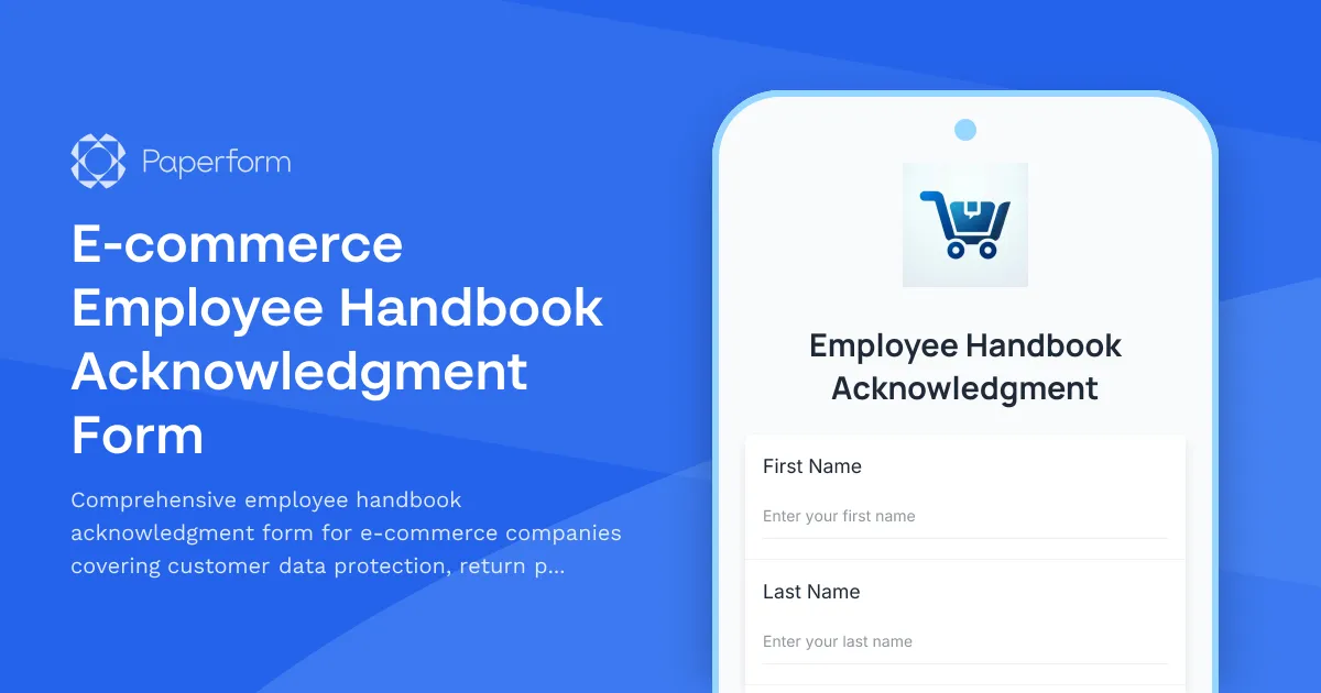 E-commerce Employee Handbook Acknowledgment Form