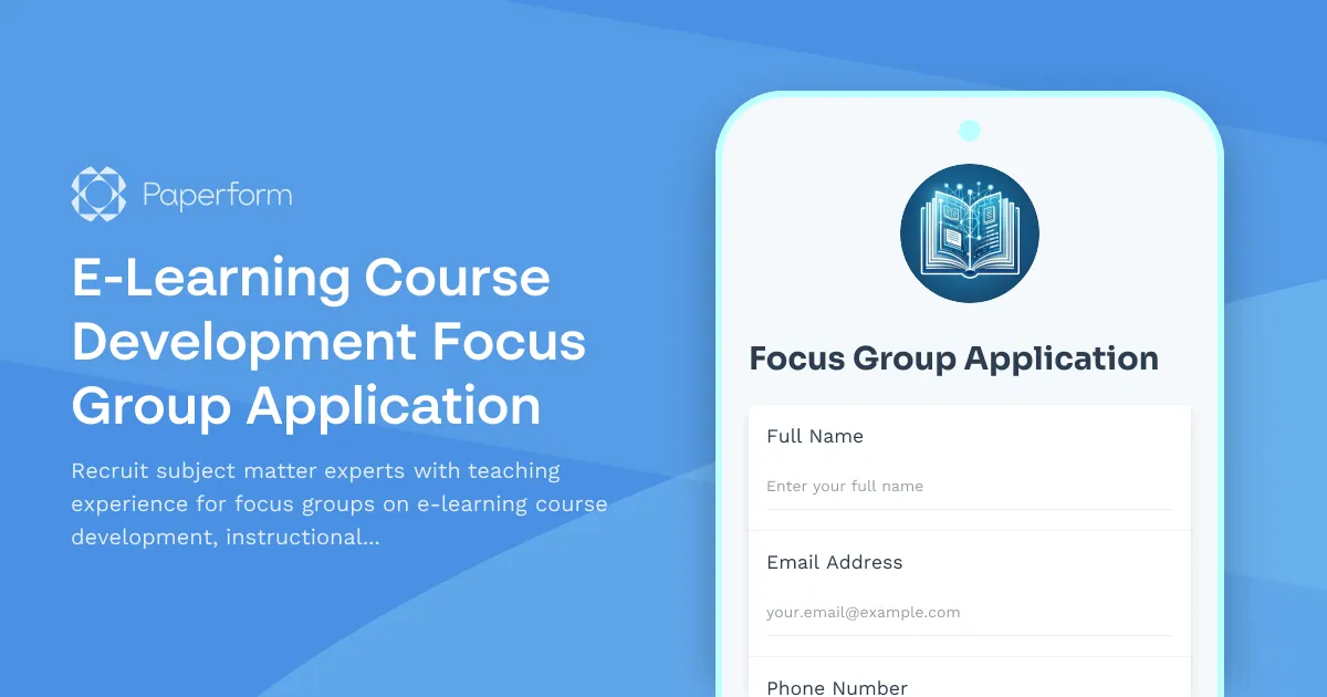 E-Learning Course Development Focus Group Application