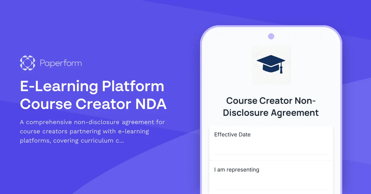 E-Learning Platform Course Creator NDA