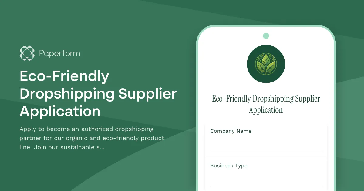 Eco-Friendly Dropshipping Supplier Application