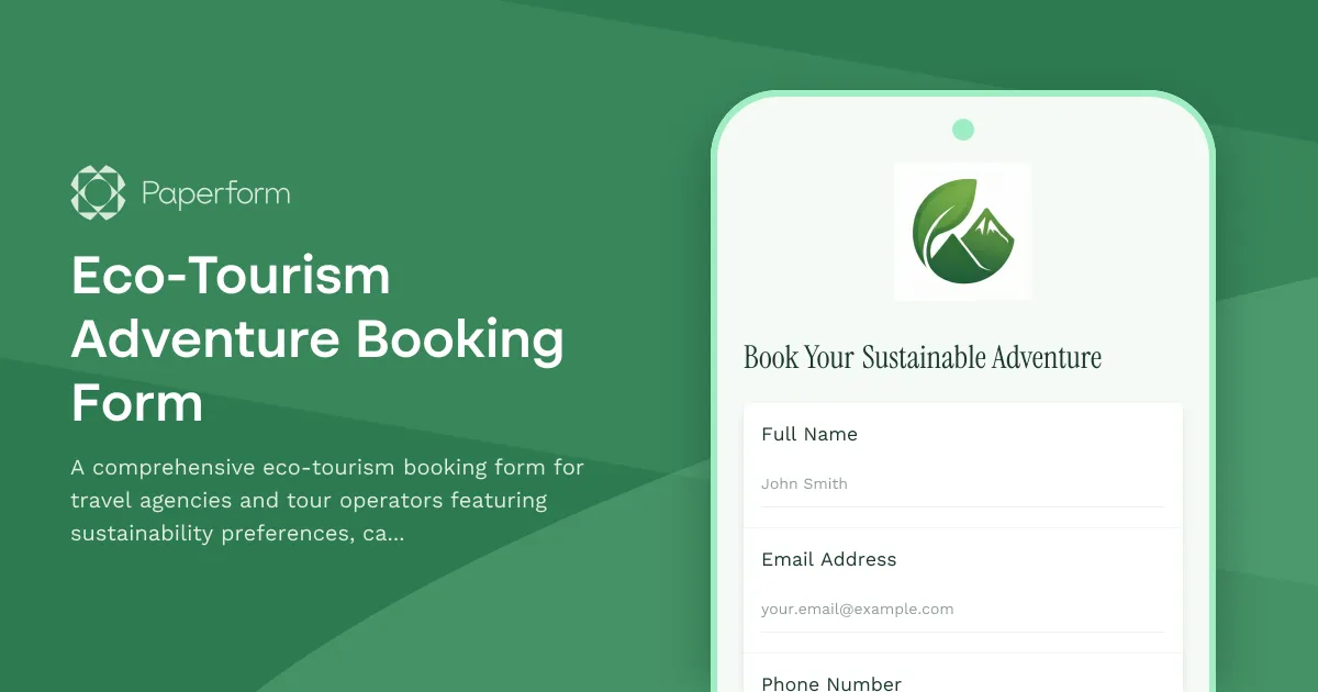Eco-Tourism Adventure Booking Form