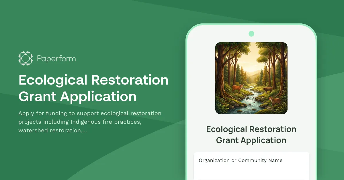 Ecological Restoration Grant Application
