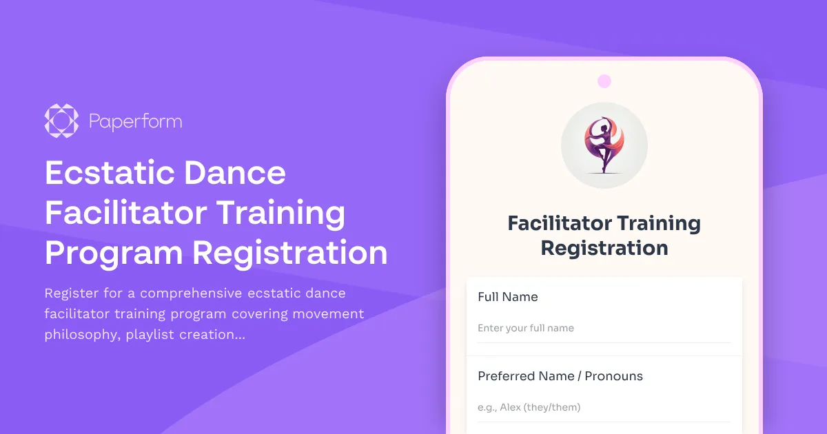 Ecstatic Dance Facilitator Training Program Registration