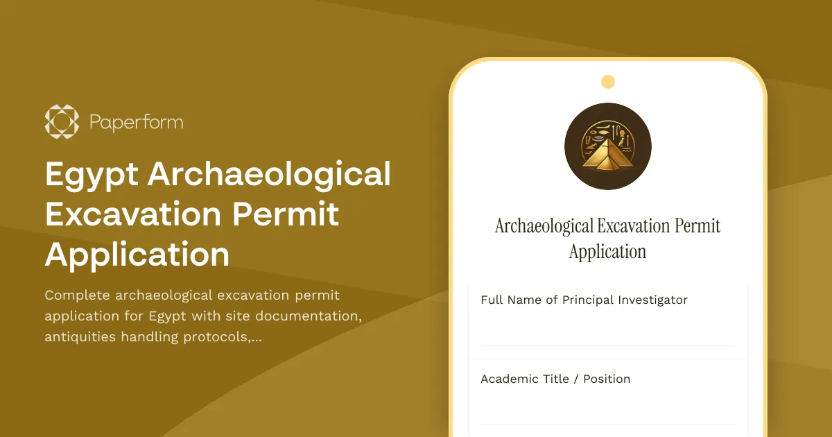 Egypt Archaeological Excavation Permit Application