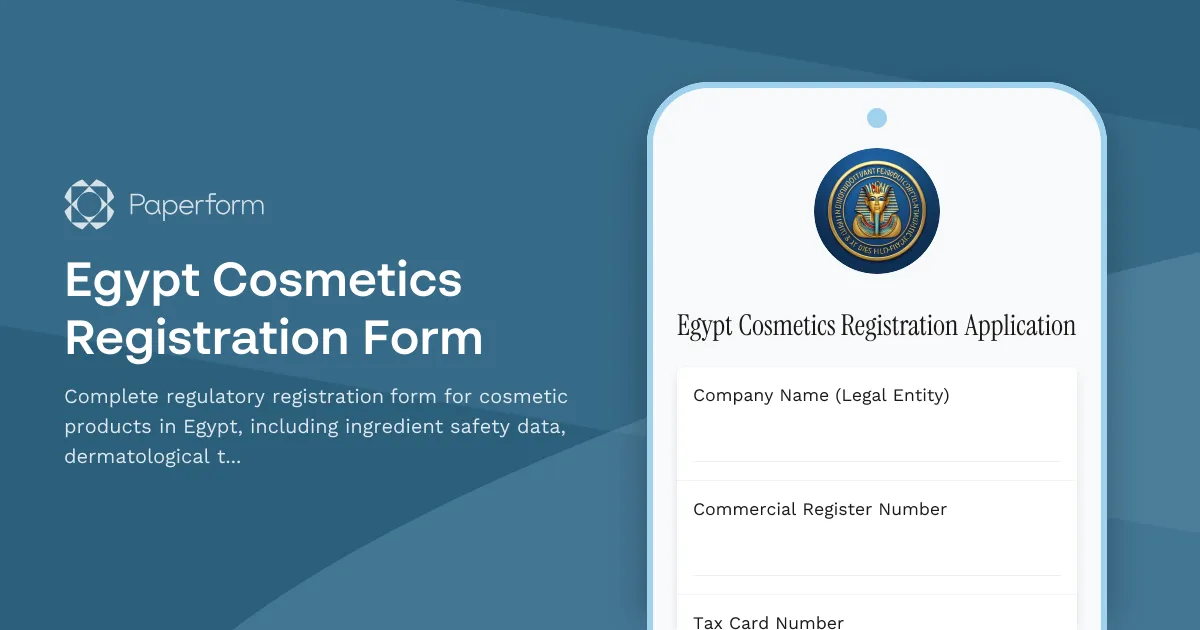 Egypt Cosmetics Registration Form