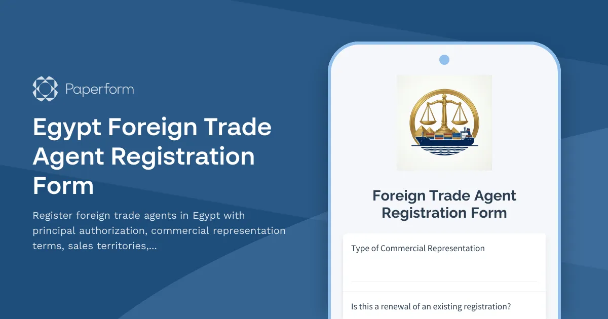 Egypt Foreign Trade Agent Registration Form