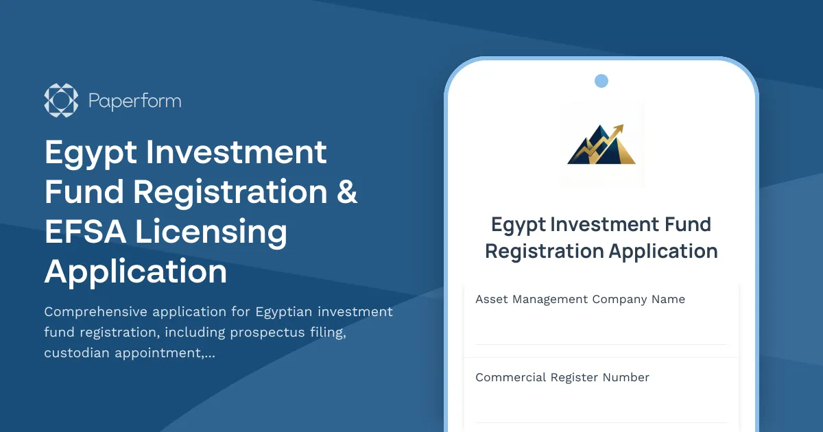 Egypt Investment Fund Registration & EFSA Licensing Application