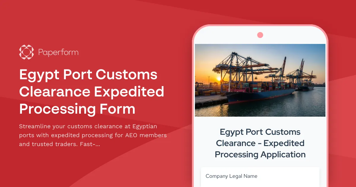 Egypt Port Customs Clearance Expedited Processing Form