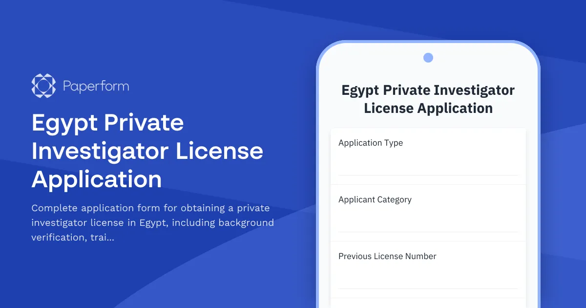 Egypt Private Investigator License Application