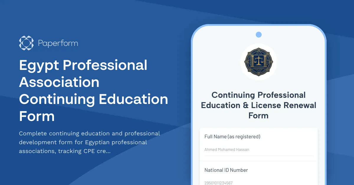 Egypt Professional Association Continuing Education Form
