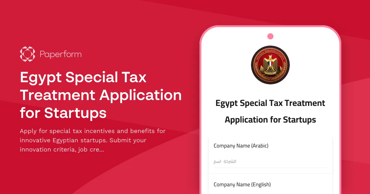 Egypt Special Tax Treatment Application for Startups