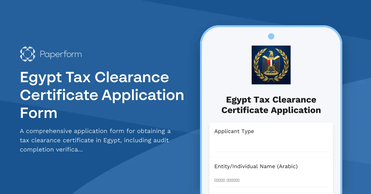 Egypt Tax Clearance Certificate Application Form