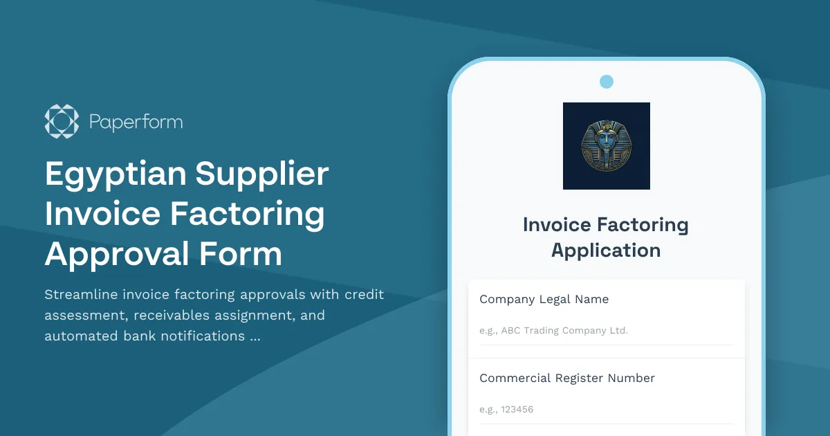 Egyptian Supplier Invoice Factoring Approval Form