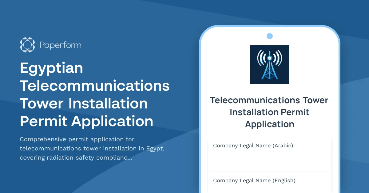 Egyptian Telecommunications Tower Installation Permit Application