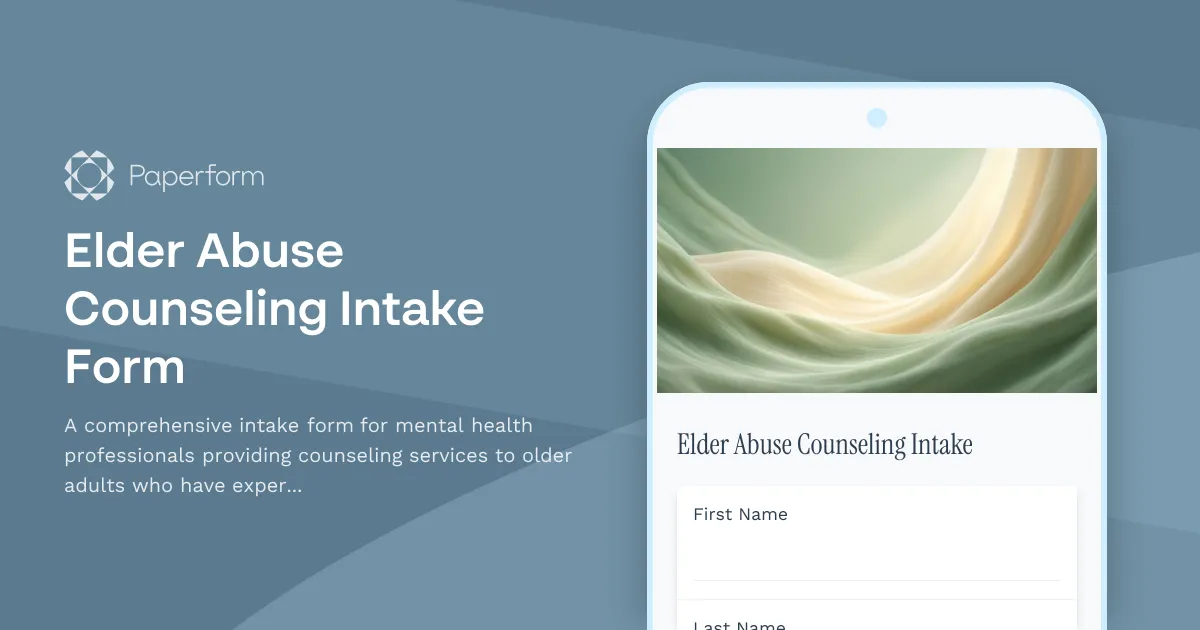 Elder Abuse Counseling Intake Form