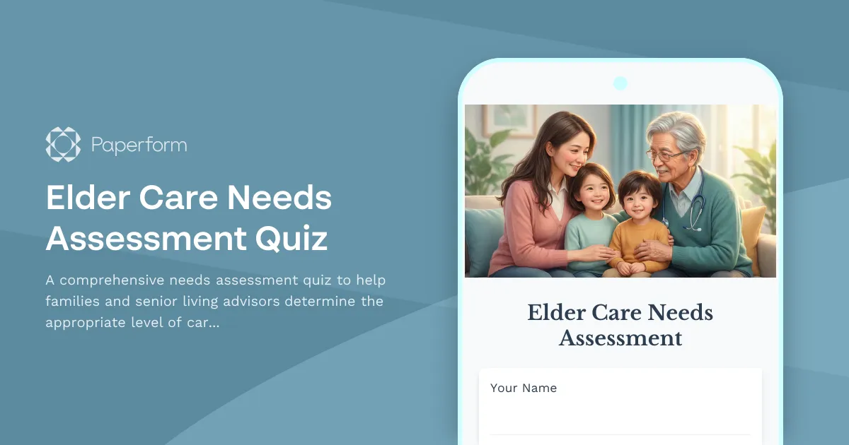 Elder Care Needs Assessment Quiz