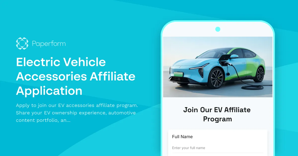 Electric Vehicle Accessories Affiliate Application