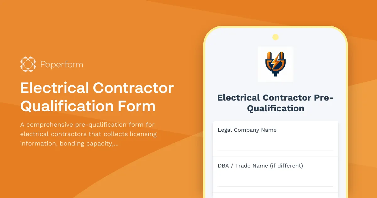Electrical Contractor Qualification Form