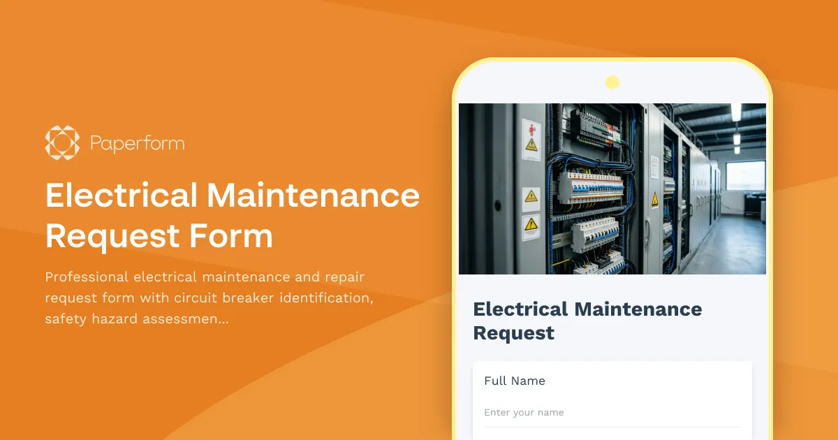 Electrical Maintenance Request Form