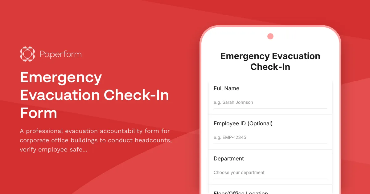 Emergency Evacuation Check-In Form
