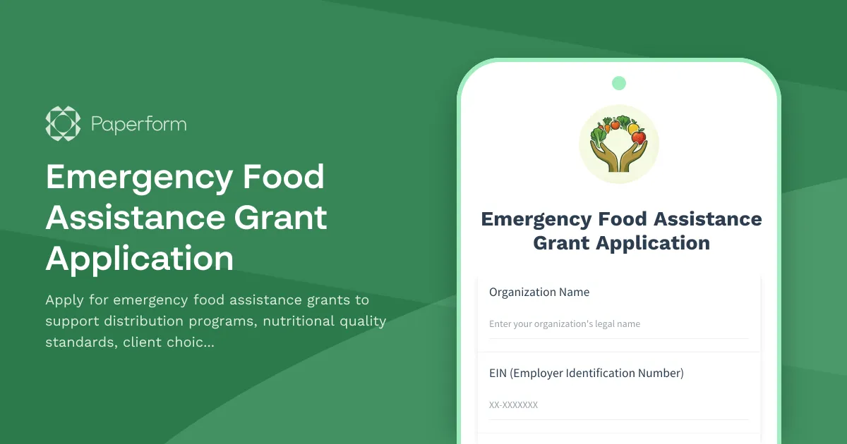 Emergency Food Assistance Grant Application