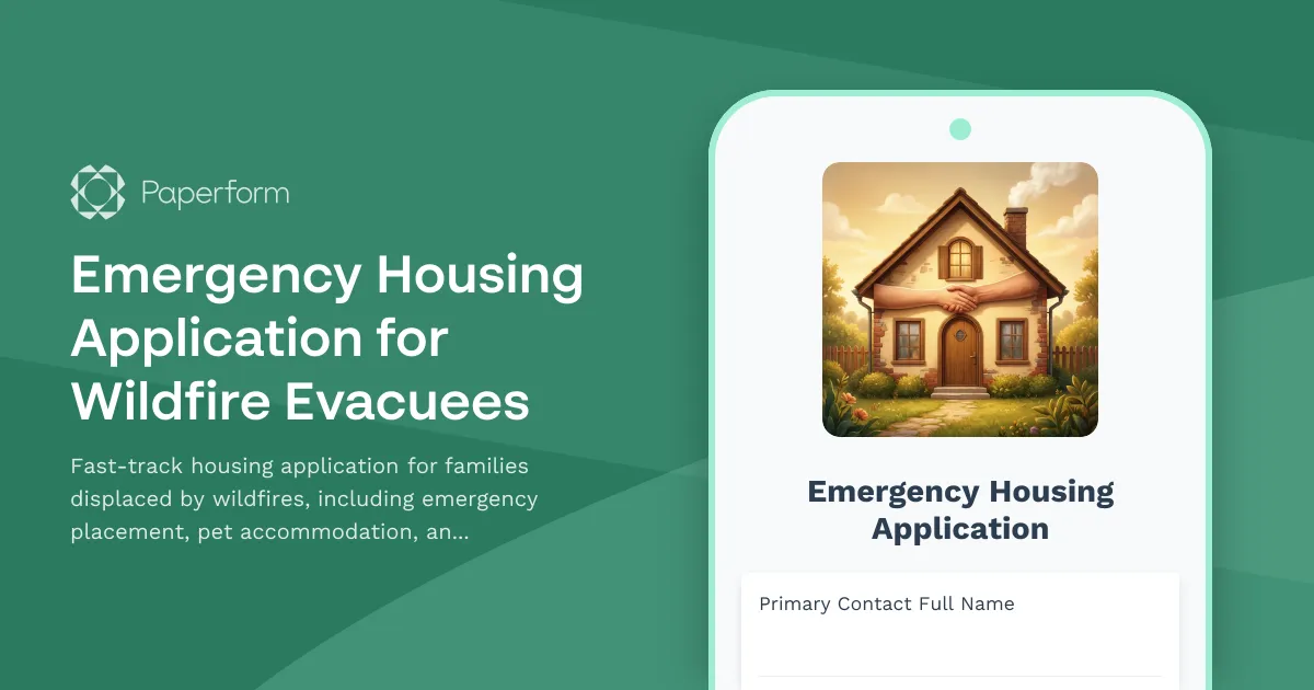 Emergency Housing Application for Wildfire Evacuees