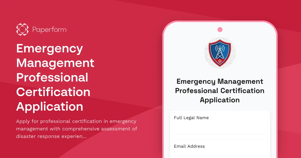 Emergency Management Professional Certification Application