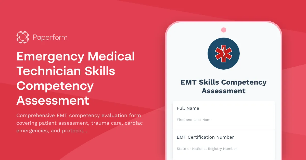 Emergency Medical Technician Skills Competency Assessment