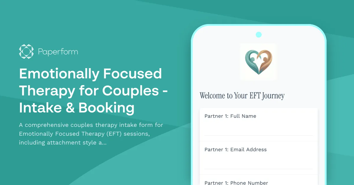 Emotionally Focused Therapy for Couples - Intake & Booking