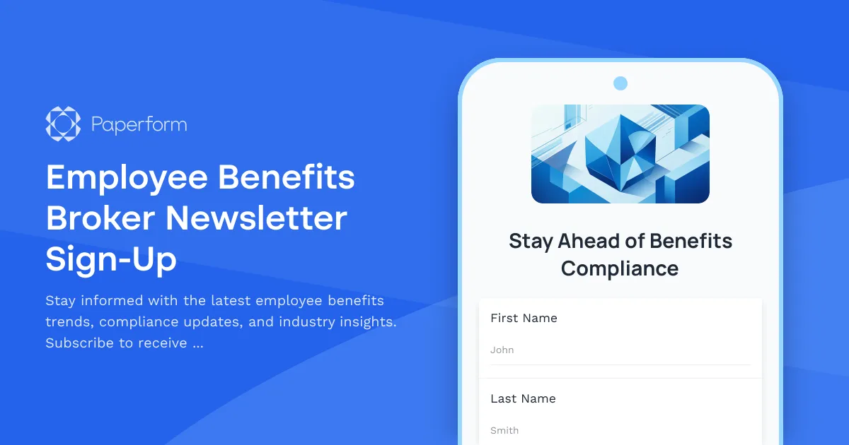 Employee Benefits Broker Newsletter Sign-Up