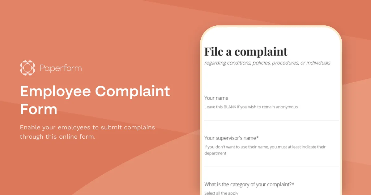 Employee Complaint Form