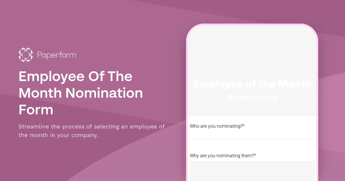 Employee Of The Month Nomination Form