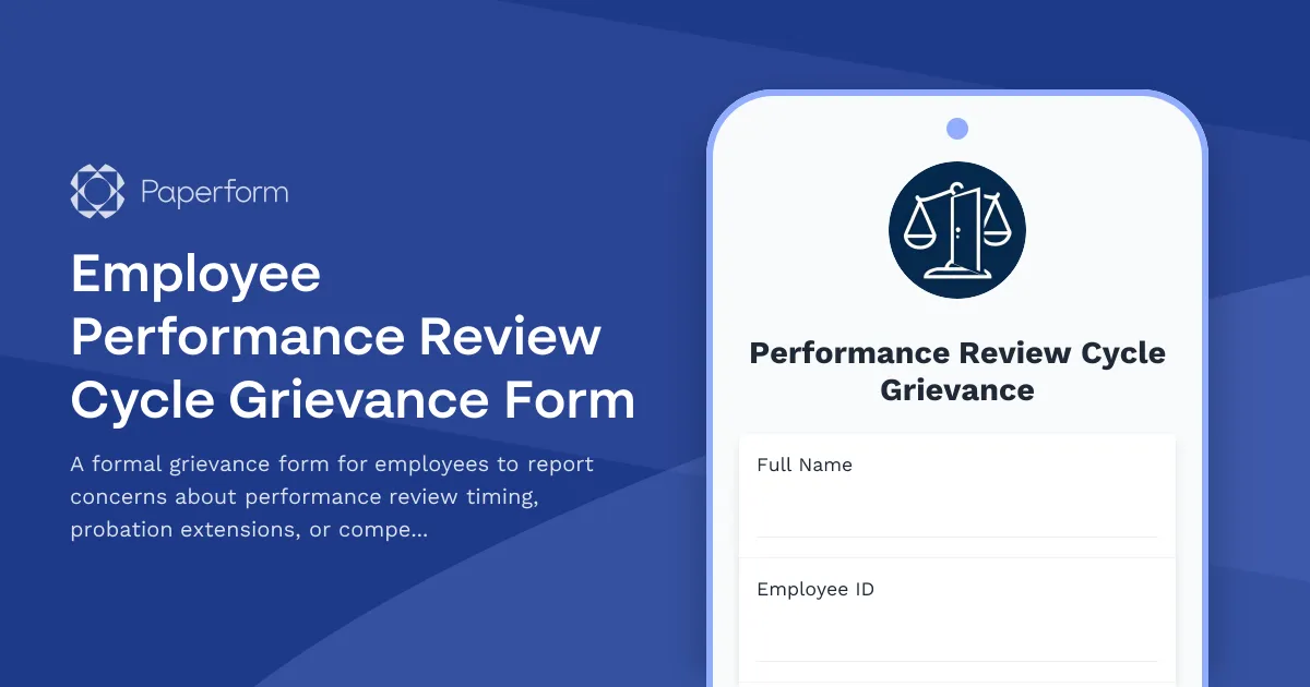 Employee Performance Review Cycle Grievance Form