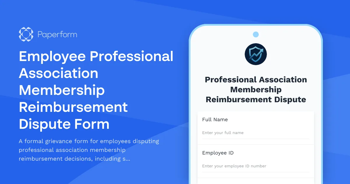 Employee Professional Association Membership Reimbursement Dispute Form