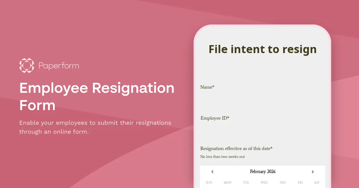 Employee Resignation Form