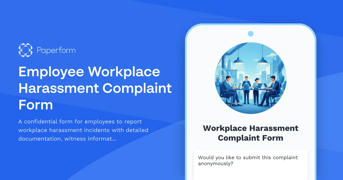 Employee Workplace Harassment Complaint Form