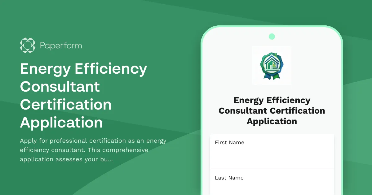 Energy Efficiency Consultant Certification Application