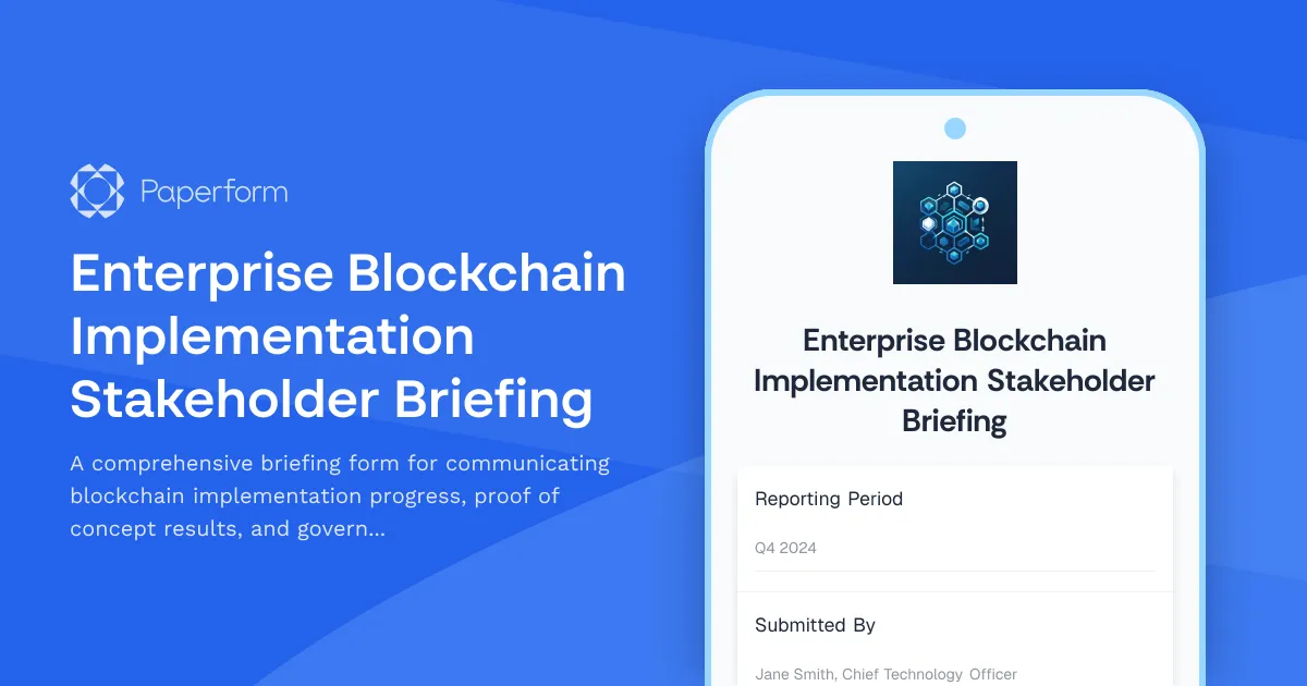 Enterprise Blockchain Implementation Stakeholder Briefing