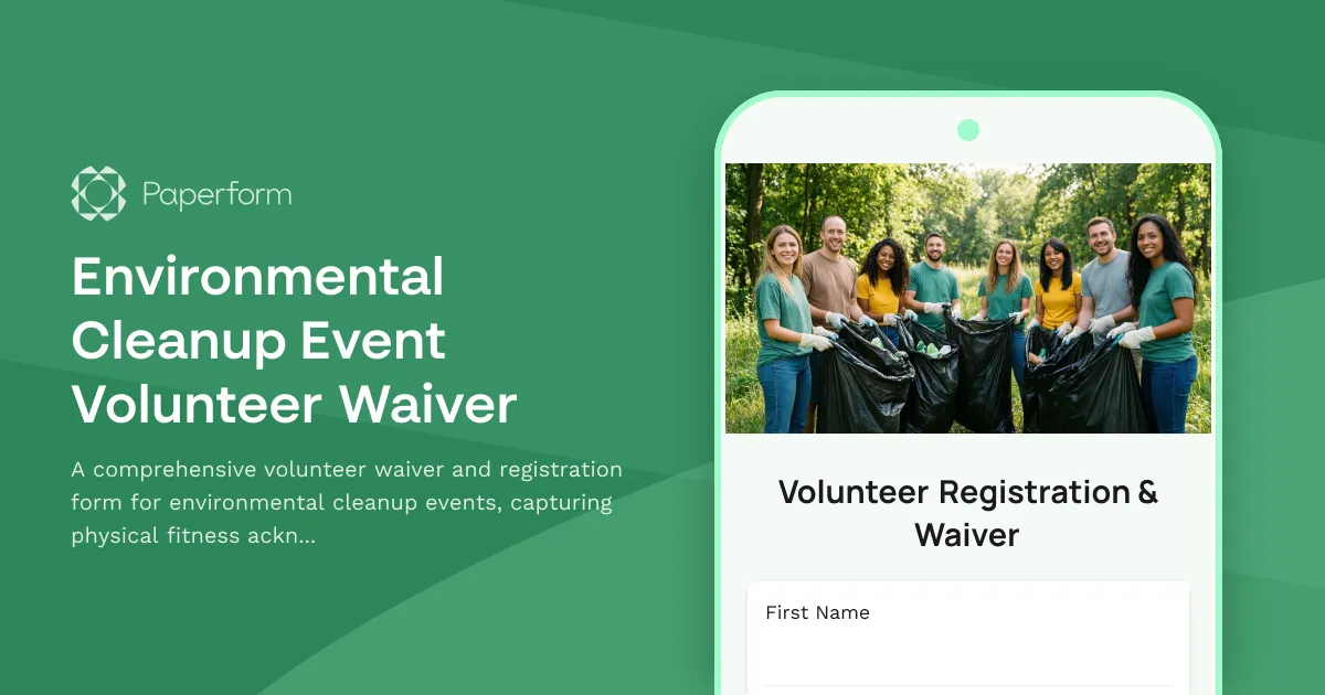 Environmental Cleanup Event Volunteer Waiver