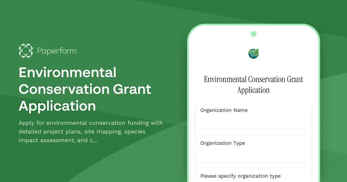 Environmental Conservation Grant Application