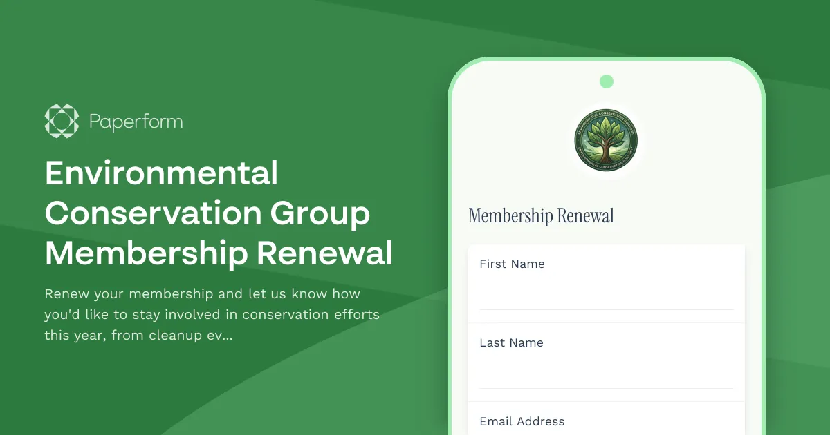 Environmental Conservation Group Membership Renewal