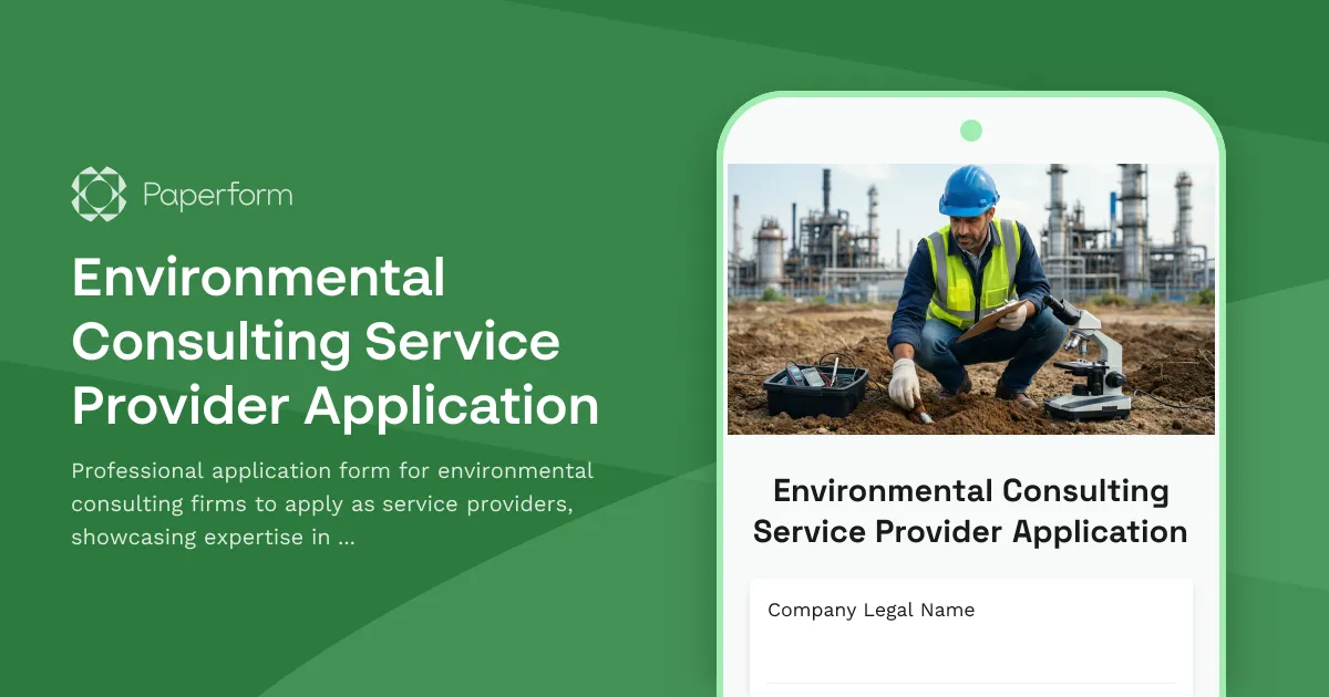 Environmental Consulting Service Provider Application