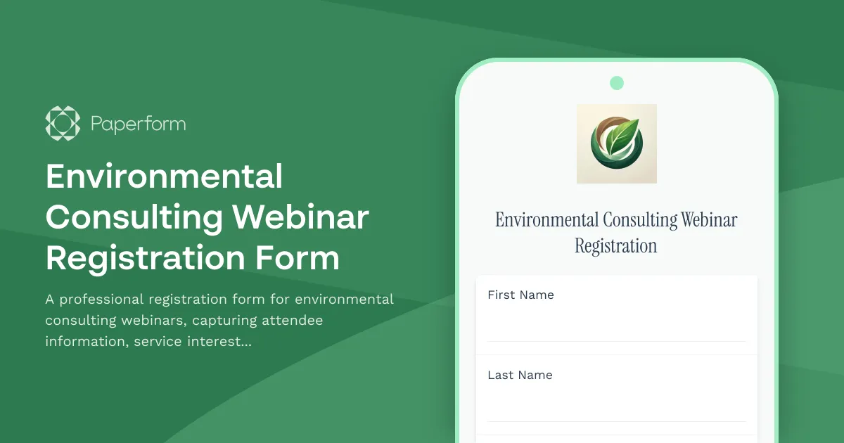 Environmental Consulting Webinar Registration Form
